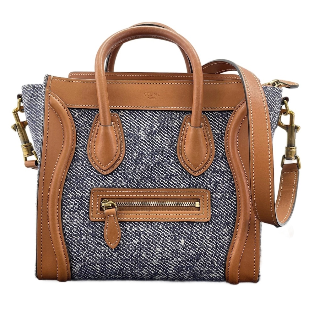 Celine Luggage Nano Shopper 2-Way Handbag, Blue